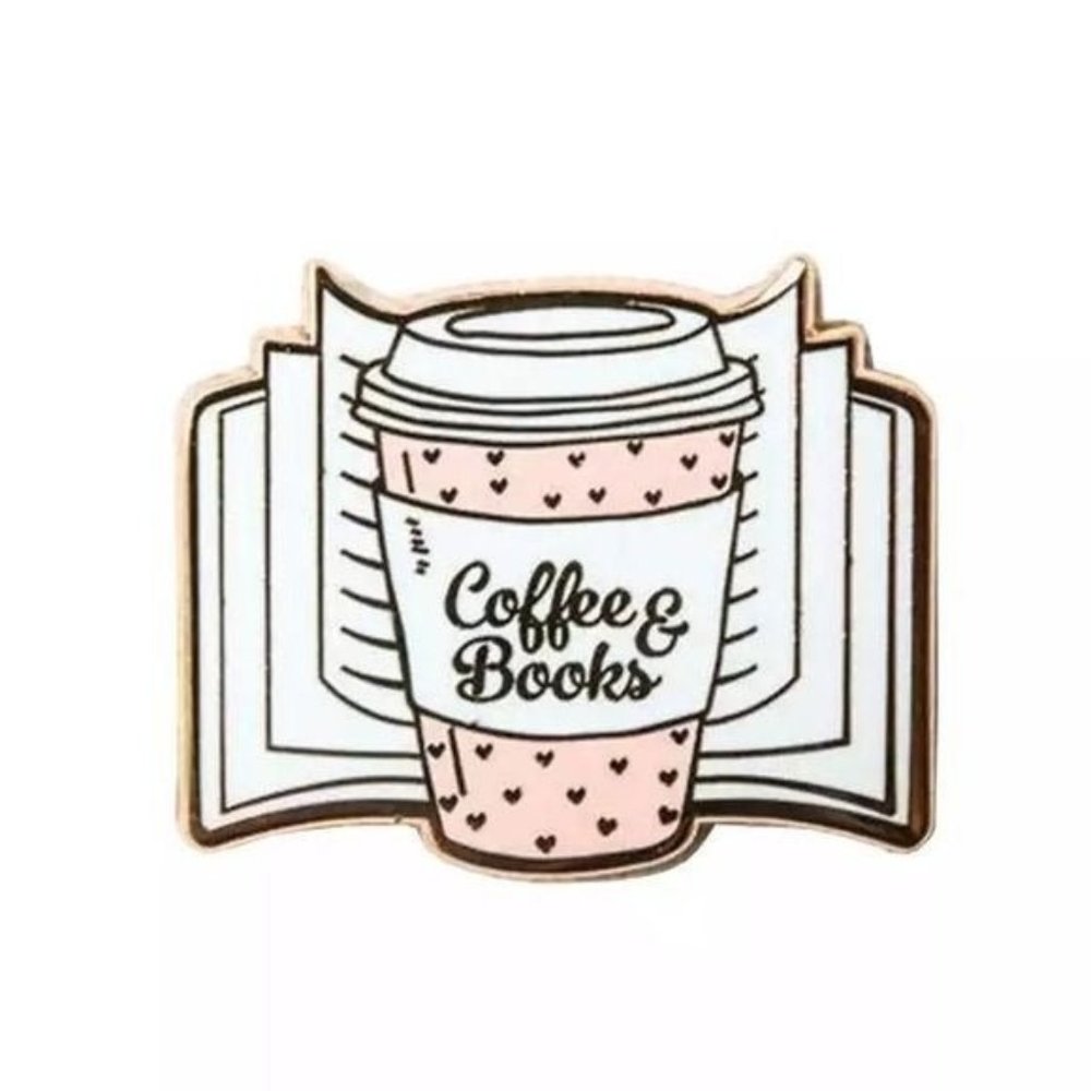 Coffee & Books enamel pin flair book lover latte pins
